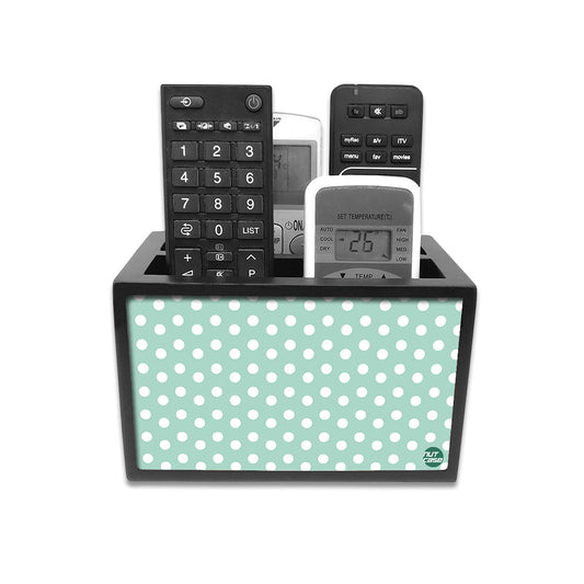 Remote Control Stand Holder Organizer For TV / AC Remotes -  Polka Dots Green Nutcase