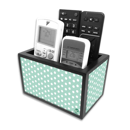 Remote Control Stand Holder Organizer For TV / AC Remotes -  Polka Dots Green Nutcase