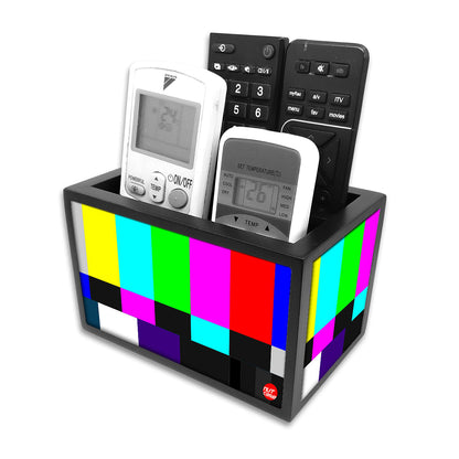 Remote Control Stand Holder Organizer For TV / AC Remotes -  NTSC TV Test Card Nutcase