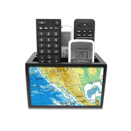 Remote Control Stand Holder Organizer For TV / AC Remotes -  Atlas Map Nutcase