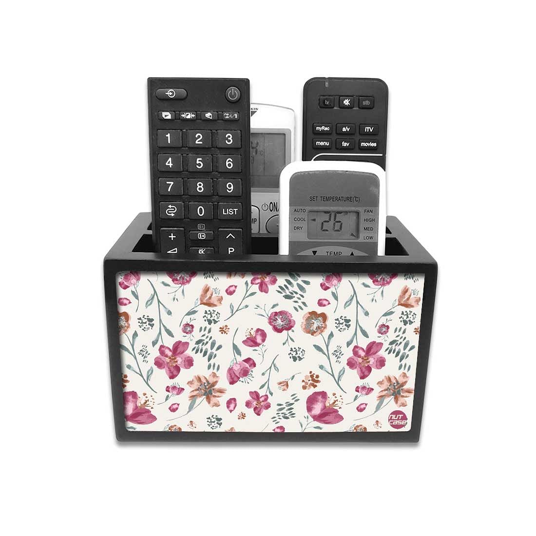 Organizer For TV AC Remotes -Cute Baby Floral Art Red Nutcase