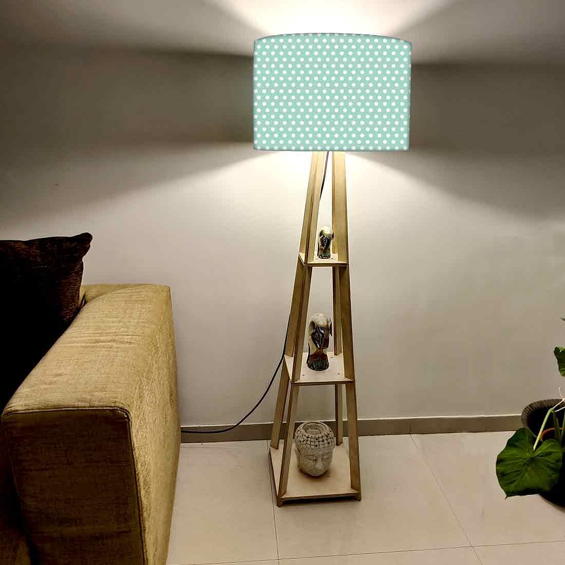 Wooden Tripod Floor Lamps for Bedside Light -  Polka Dots Nutcase