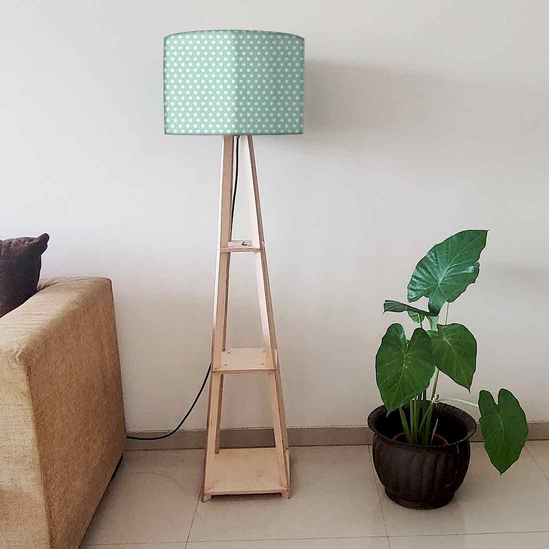 Wooden Tripod Floor Lamps for Bedside Light -  Polka Dots Nutcase