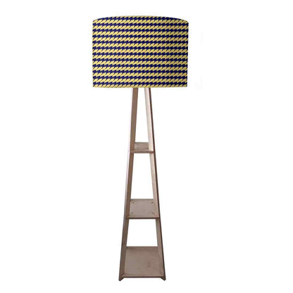 Wooden Shelf Tripod Floor Lamp for Living Room - Houndstooth Nutcase