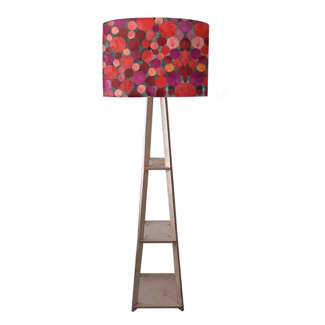 Wooden Modern Tripod Floor Lamp with Shelf - Red Confetti Nutcase