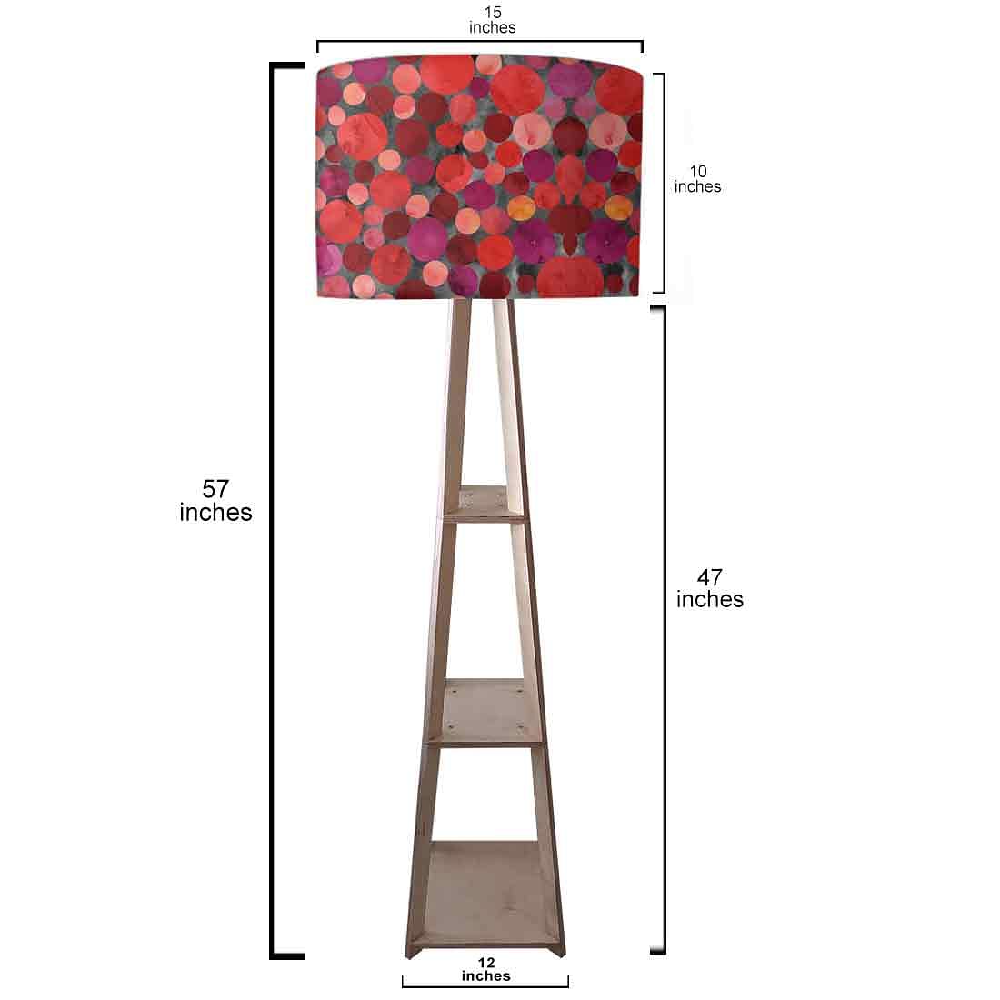 Wooden Modern Tripod Floor Lamp with Shelf - Red Confetti Nutcase