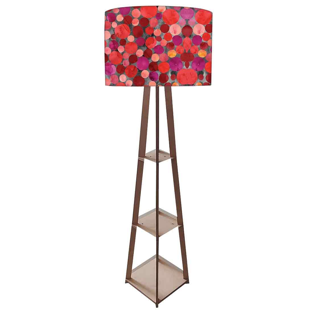 Wooden Modern Tripod Floor Lamp with Shelf - Red Confetti Nutcase