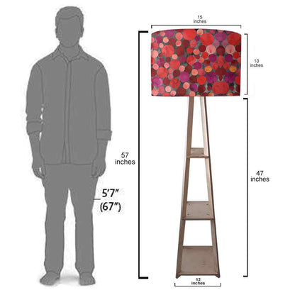 Wooden Modern Tripod Floor Lamp with Shelf - Red Confetti Nutcase