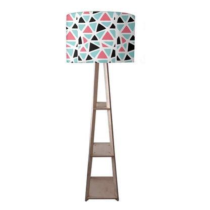 Wooden Floor Lamps with Shelf for Bedroom - Triangles Colorful Nutcase