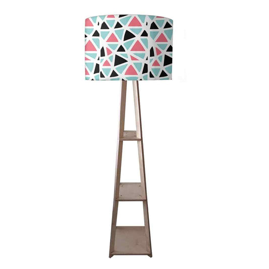 Wooden Floor Lamps with Shelf for Bedroom - Triangles Colorful Nutcase