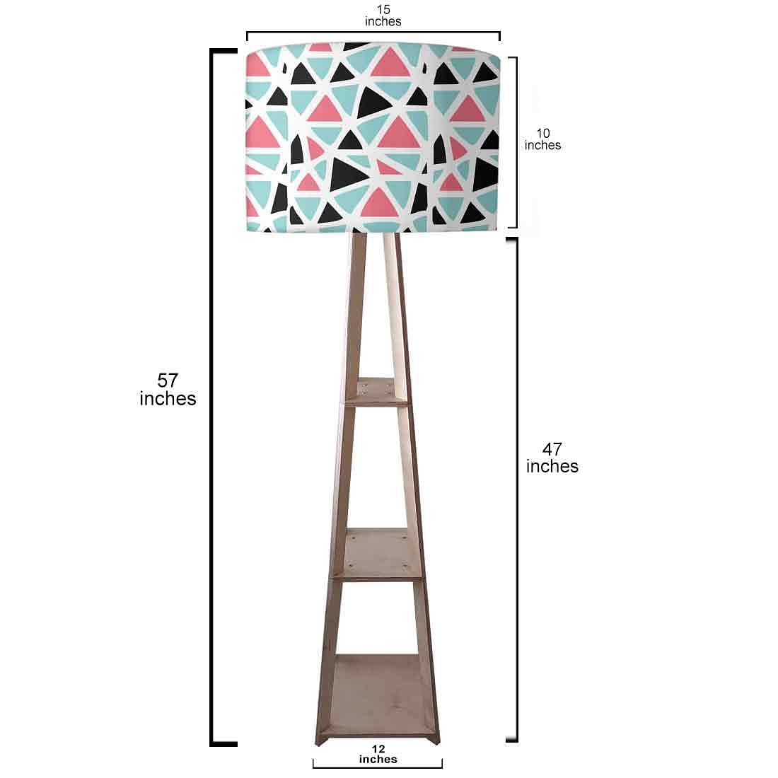 Wooden Floor Lamps with Shelf for Bedroom - Triangles Colorful Nutcase