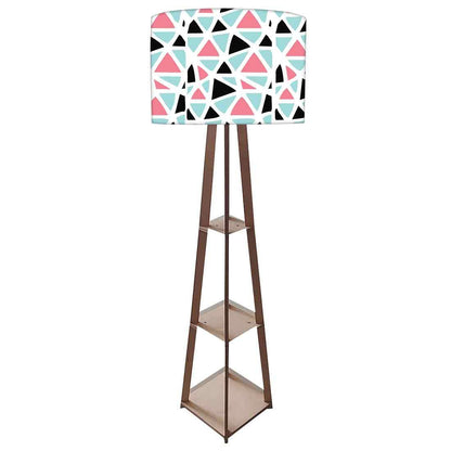 Wooden Floor Lamps with Shelf for Bedroom - Triangles Colorful Nutcase