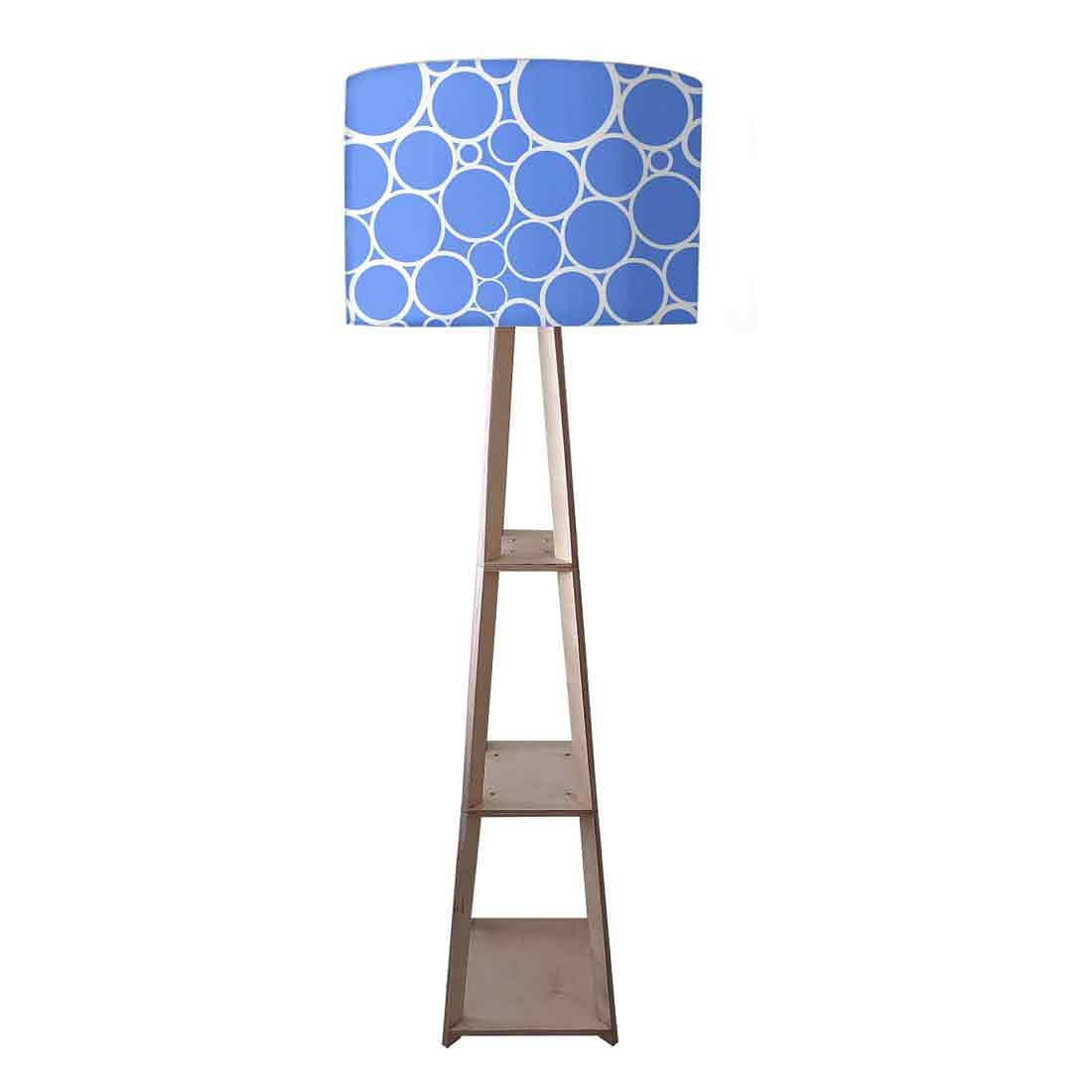 Tripod Floor Lamps for Living Room with Shelf - Blue Circles Nutcase