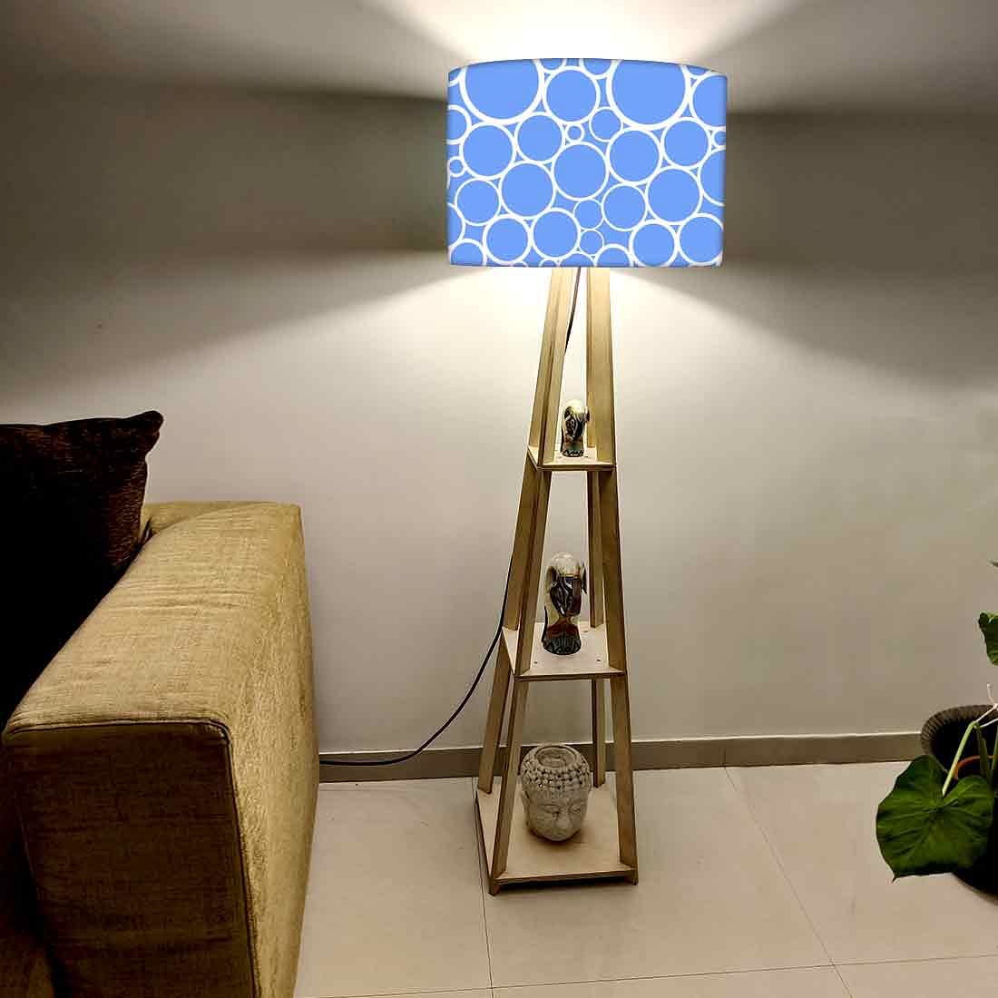 Tripod Floor Lamps for Living Room with Shelf - Blue Circles Nutcase