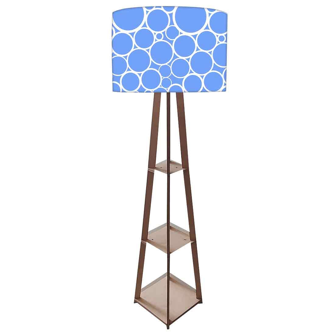 Tripod Floor Lamps for Living Room with Shelf - Blue Circles Nutcase