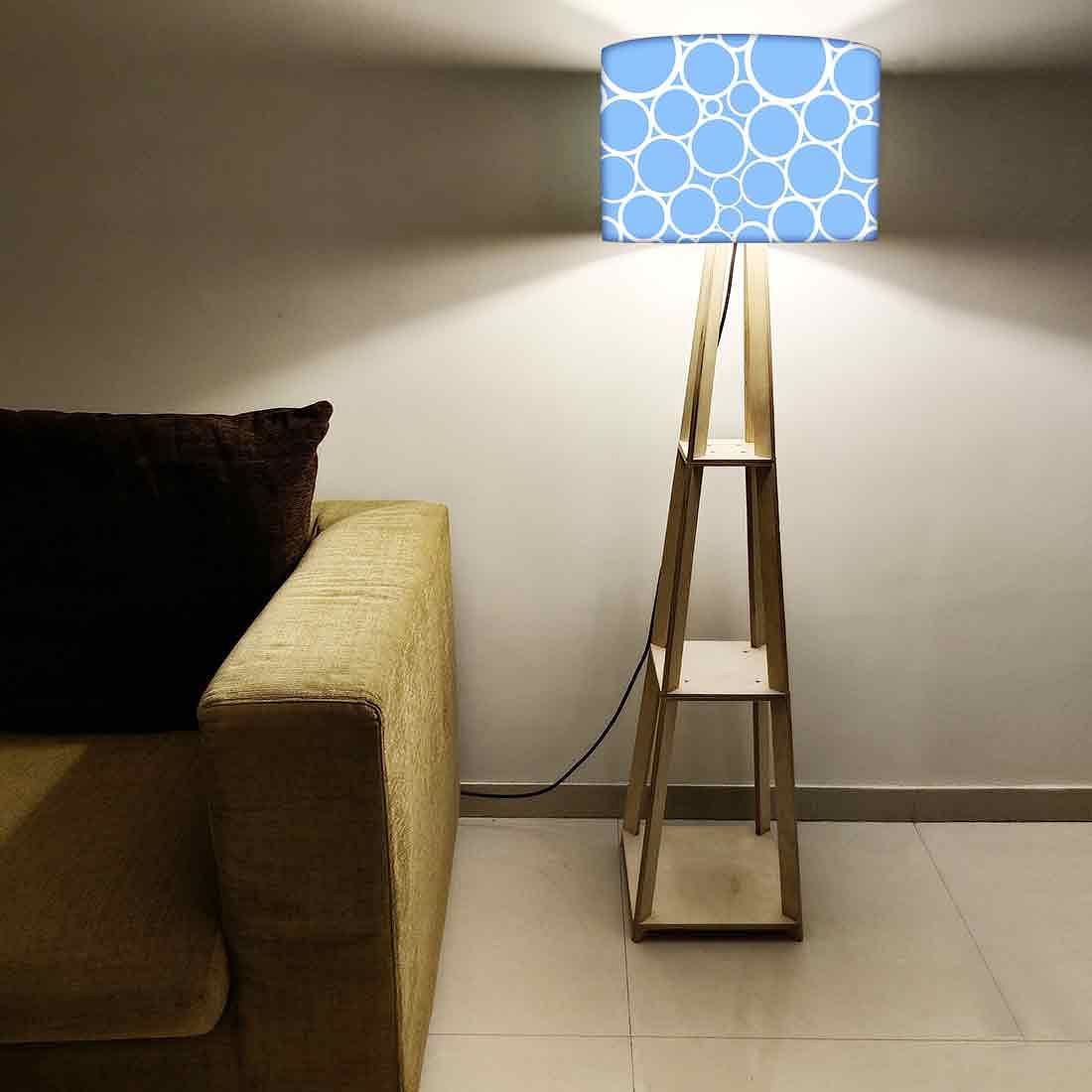 Tripod Floor Lamps for Living Room with Shelf - Blue Circles Nutcase