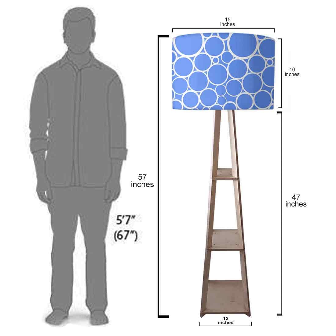 Tripod Floor Lamps for Living Room with Shelf - Blue Circles Nutcase