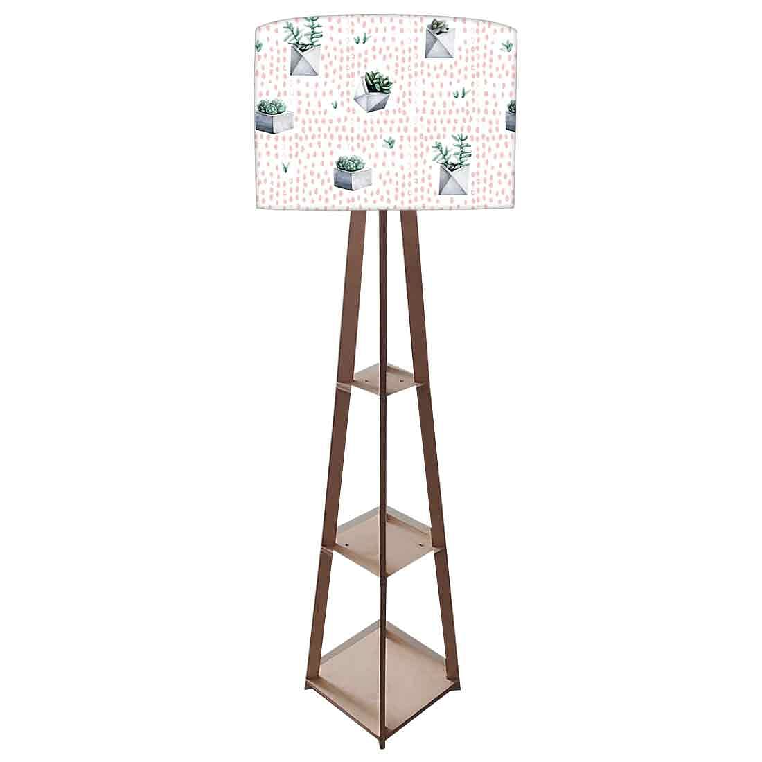 White Wooden Floor Lamp for Child Room - Cactus Cactii Pots Nutcase