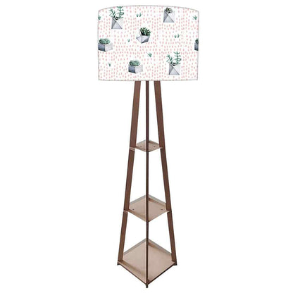 White Wooden Floor Lamp for Child Room - Cactus Cactii Pots Nutcase