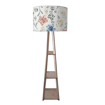 Tall Floor Lamp with Shelves for Living Room - Spring Florals Nutcase