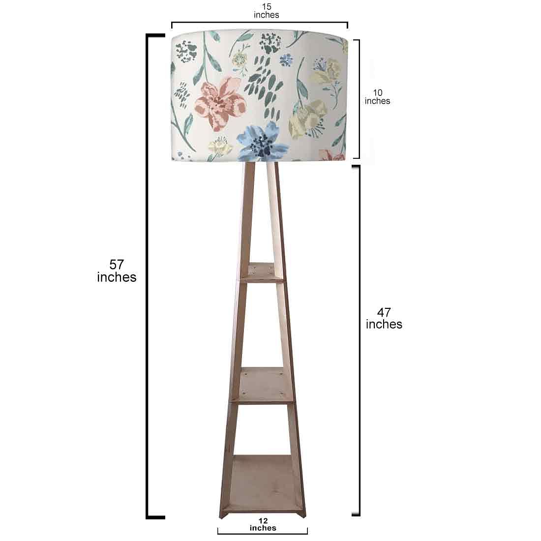 Tall Floor Lamp with Shelves for Living Room - Spring Florals Nutcase