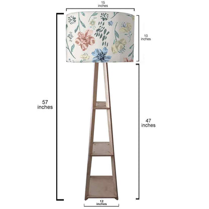 Tall Floor Lamp with Shelves for Living Room - Spring Florals Nutcase