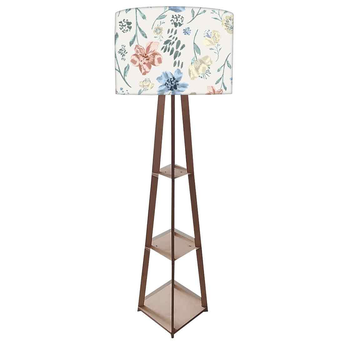 Tall Floor Lamp with Shelves for Living Room - Spring Florals Nutcase