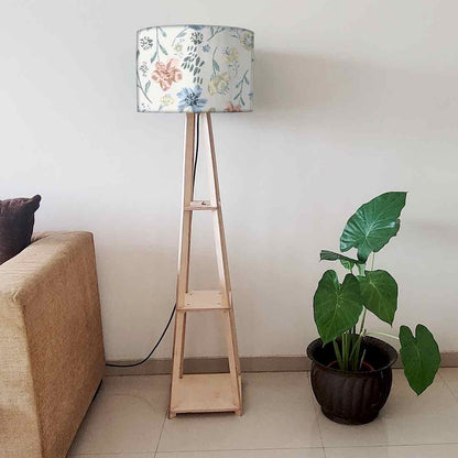 Tall Floor Lamp with Shelves for Living Room - Spring Florals Nutcase