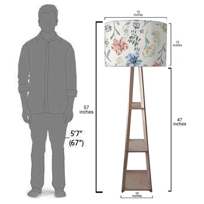 Tall Floor Lamp with Shelves for Living Room - Spring Florals Nutcase