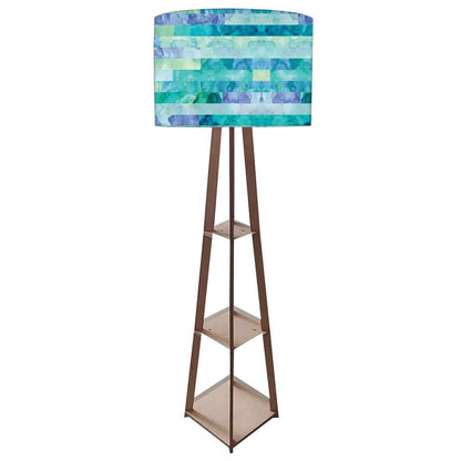 Wooden Tripod Floor Lamp with Shelf for Bedroom - Blue Stone Nutcase