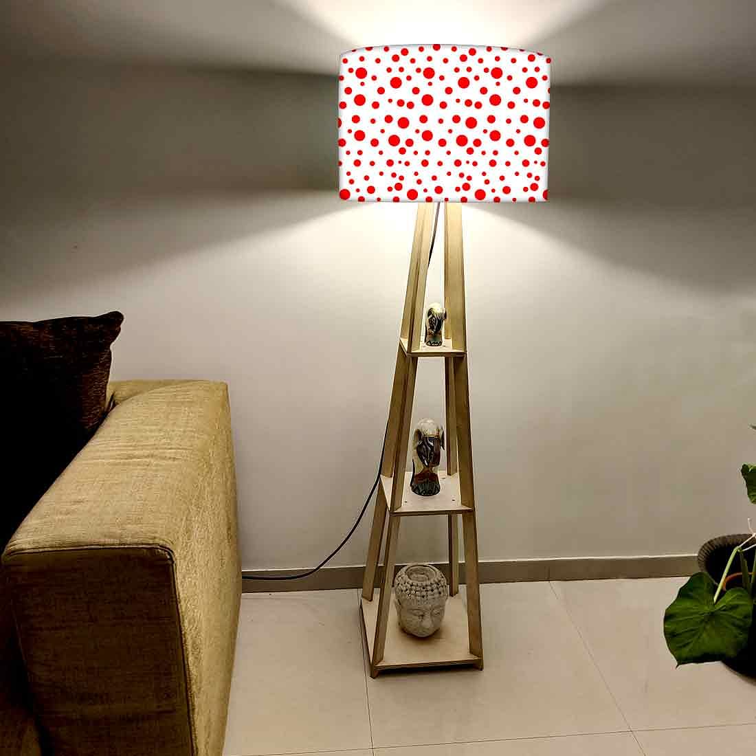 Large Wooden Floor Lamp - Red Polka Dots Nutcase