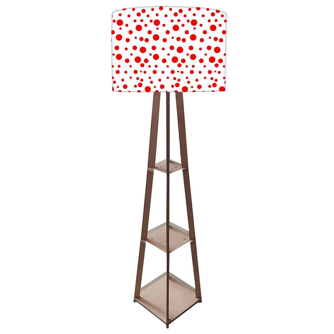 Large Wooden Floor Lamp - Red Polka Dots Nutcase