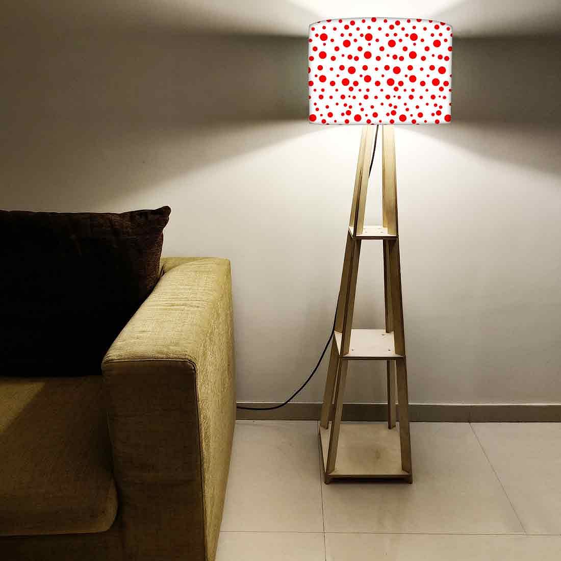 Large Wooden Floor Lamp - Red Polka Dots Nutcase