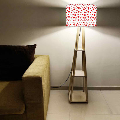 Large Wooden Floor Lamp - Red Polka Dots Nutcase