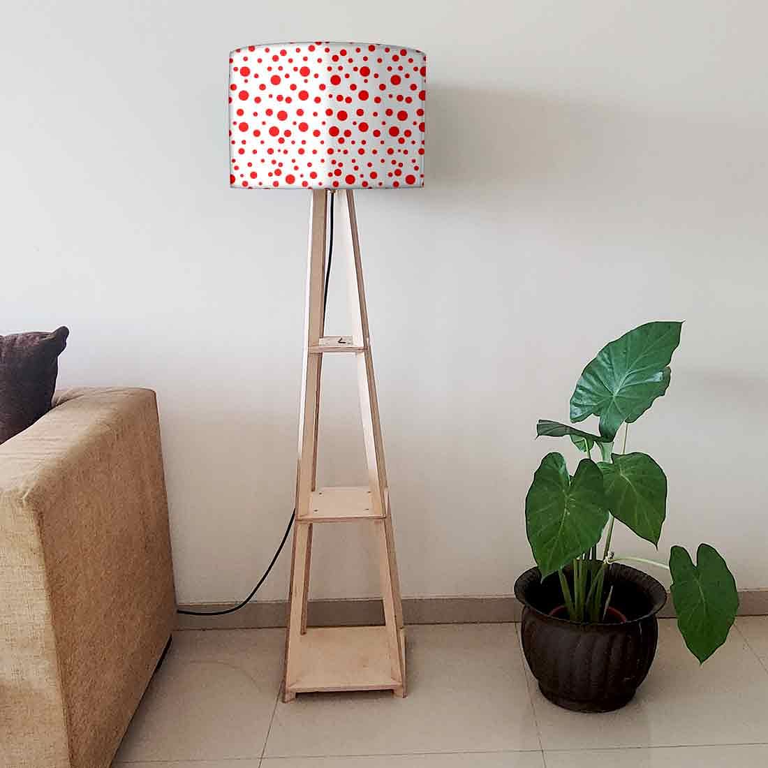 Large Wooden Floor Lamp - Red Polka Dots Nutcase