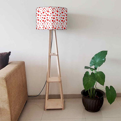 Large Wooden Floor Lamp - Red Polka Dots Nutcase