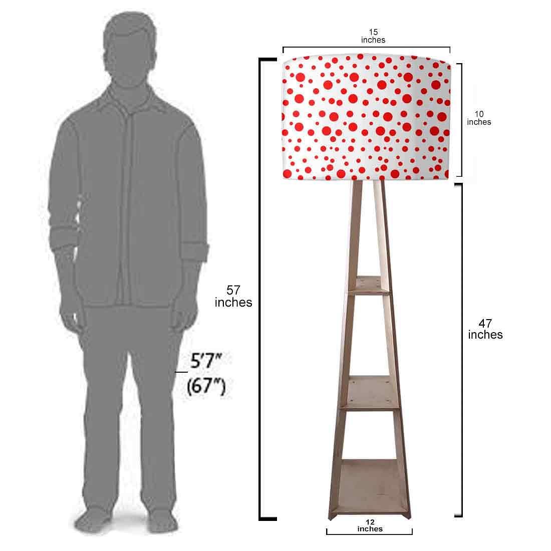 Large Wooden Floor Lamp - Red Polka Dots Nutcase