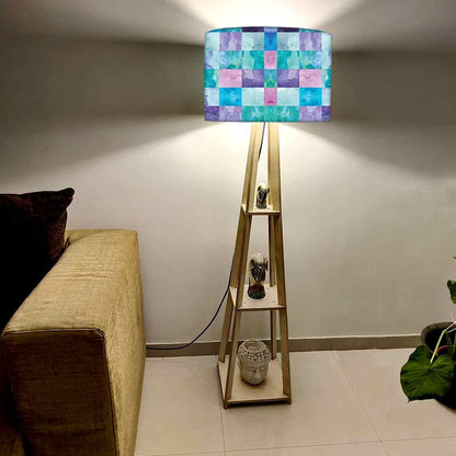 Small Wooden Floor Lamp - Colorful Stone Effect Nutcase