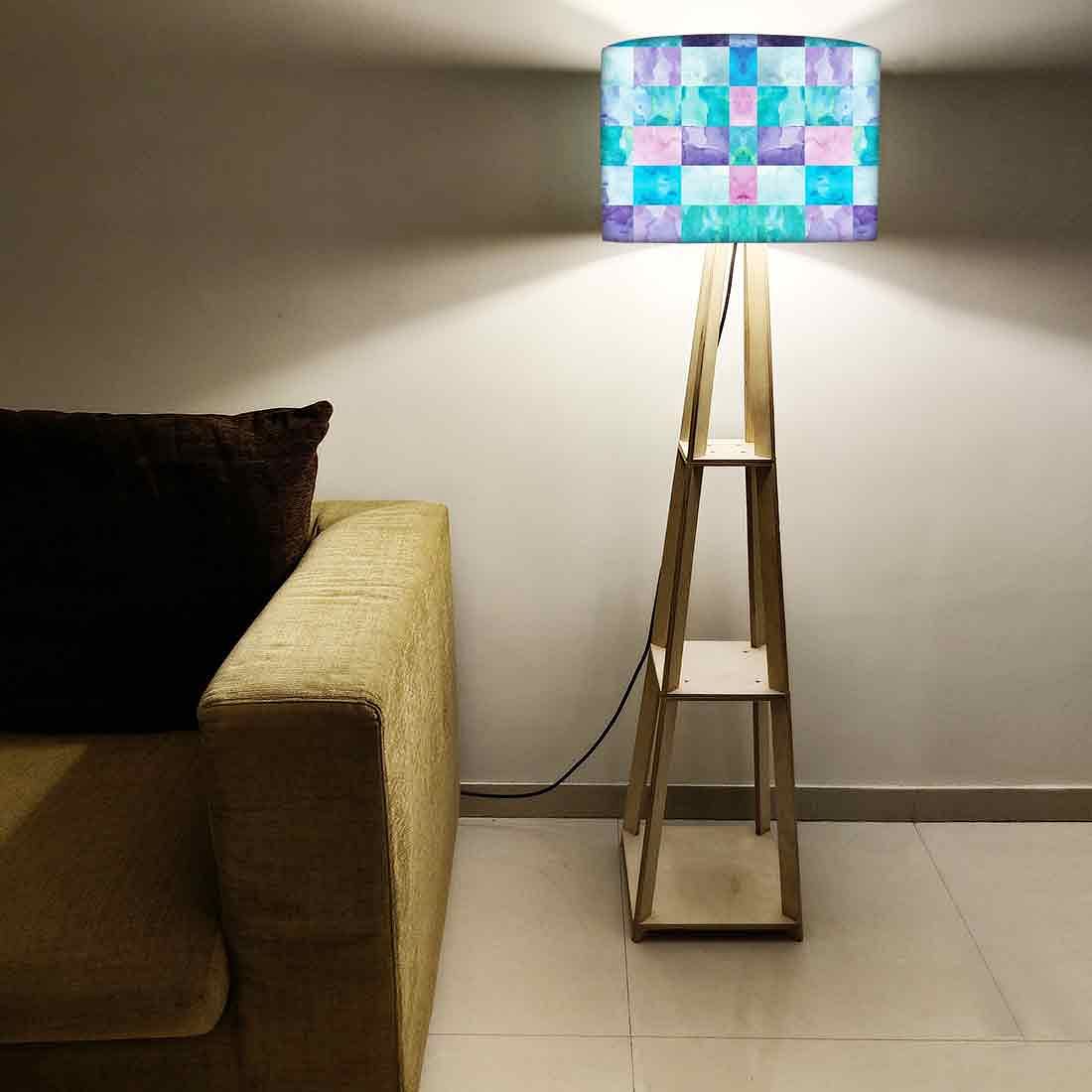 Small Wooden Floor Lamp - Colorful Stone Effect Nutcase