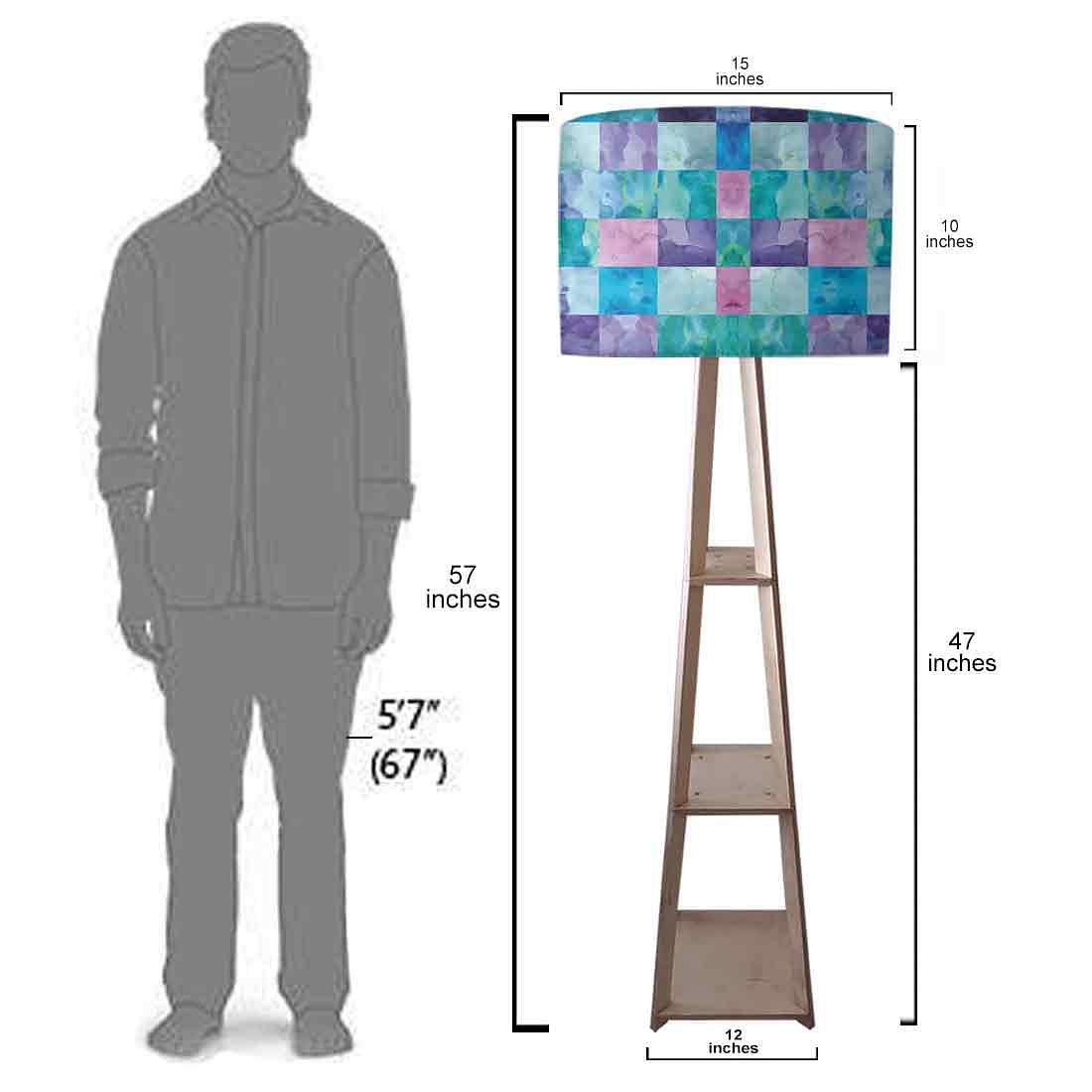 Small Wooden Floor Lamp - Colorful Stone Effect Nutcase