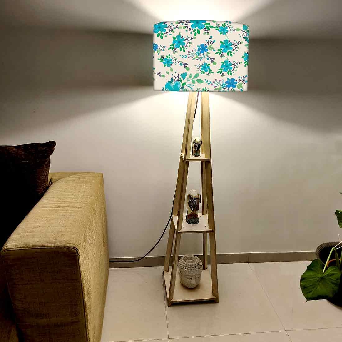 Bright Blue Flowers Floor Lamps for Bedroom Light Nutcase