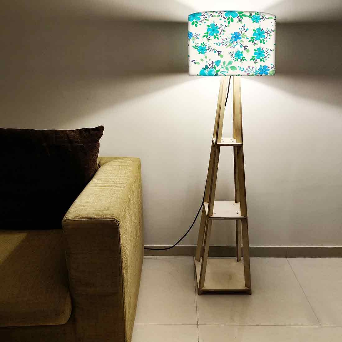 Bright Blue Flowers Floor Lamps for Bedroom Light Nutcase