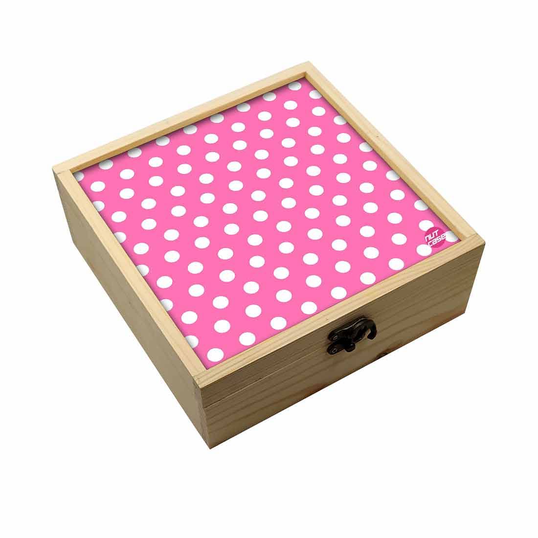 Jewellery Box Makepup Organizer -  White Dots Pink Nutcase