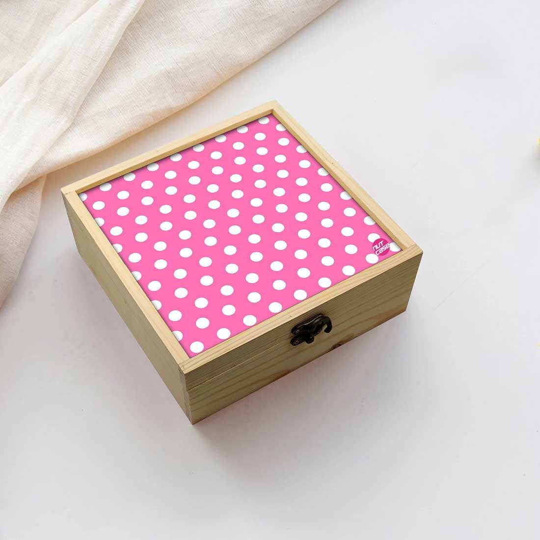 Jewellery Box Makepup Organizer -  White Dots Pink Nutcase