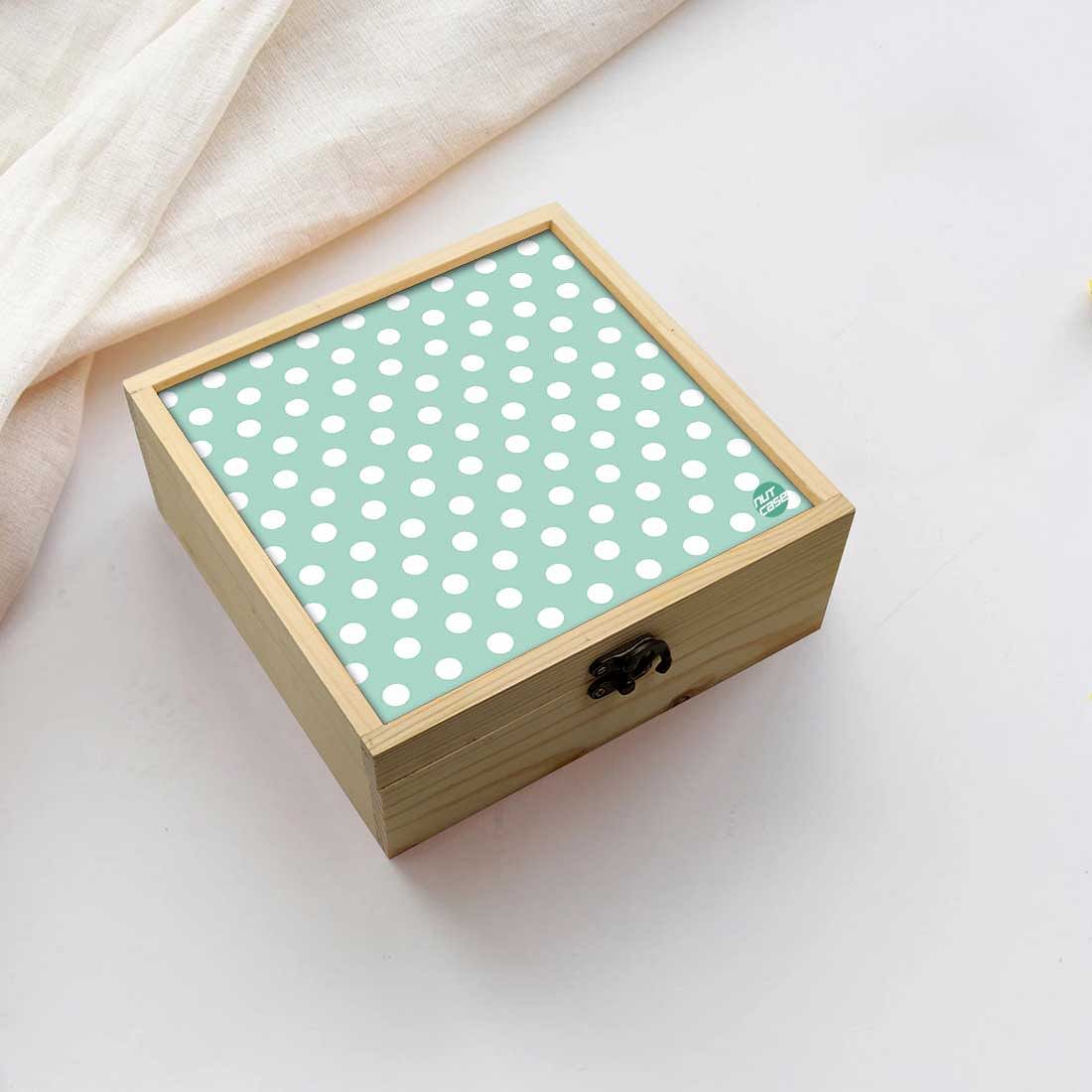 Jewellery Box Makepup Organizer -  White Dots Green Nutcase