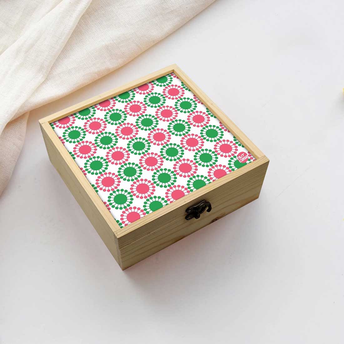 Jewellery Box Makepup Organizer -  Green And Pink Floral Nutcase