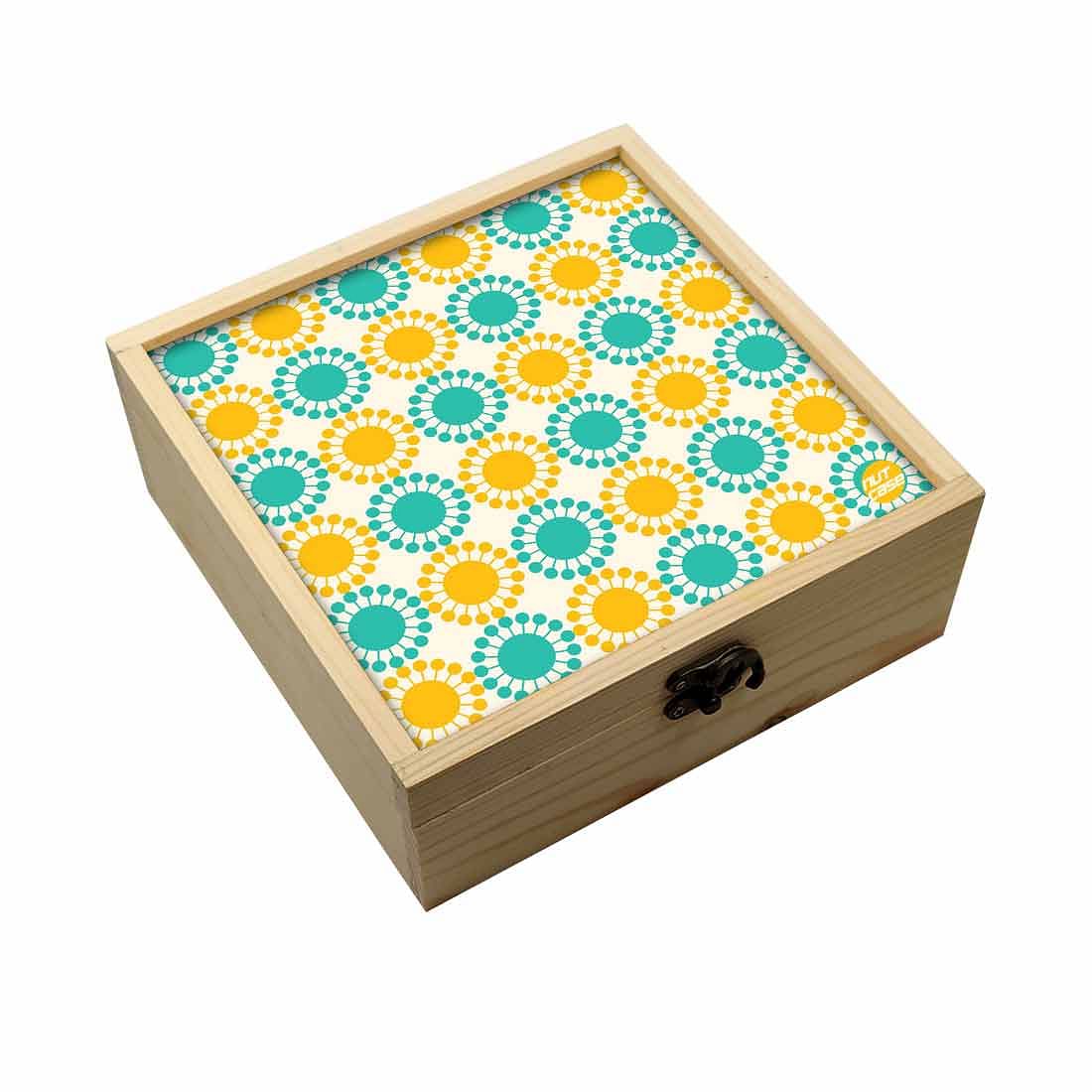 Jewellery Box Makepup Organizer -  Yellow And Green Floral Nutcase