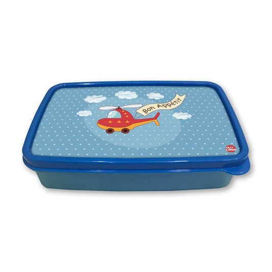 Small Plastic Kids Lunch Box for School Boys Snack Containers - Helicopter Nutcase