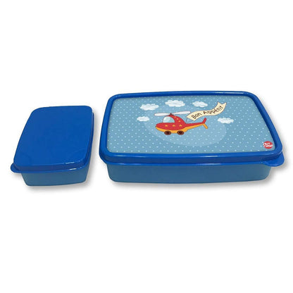 Small Plastic Kids Lunch Box for School Boys Snack Containers - Helicopter Nutcase