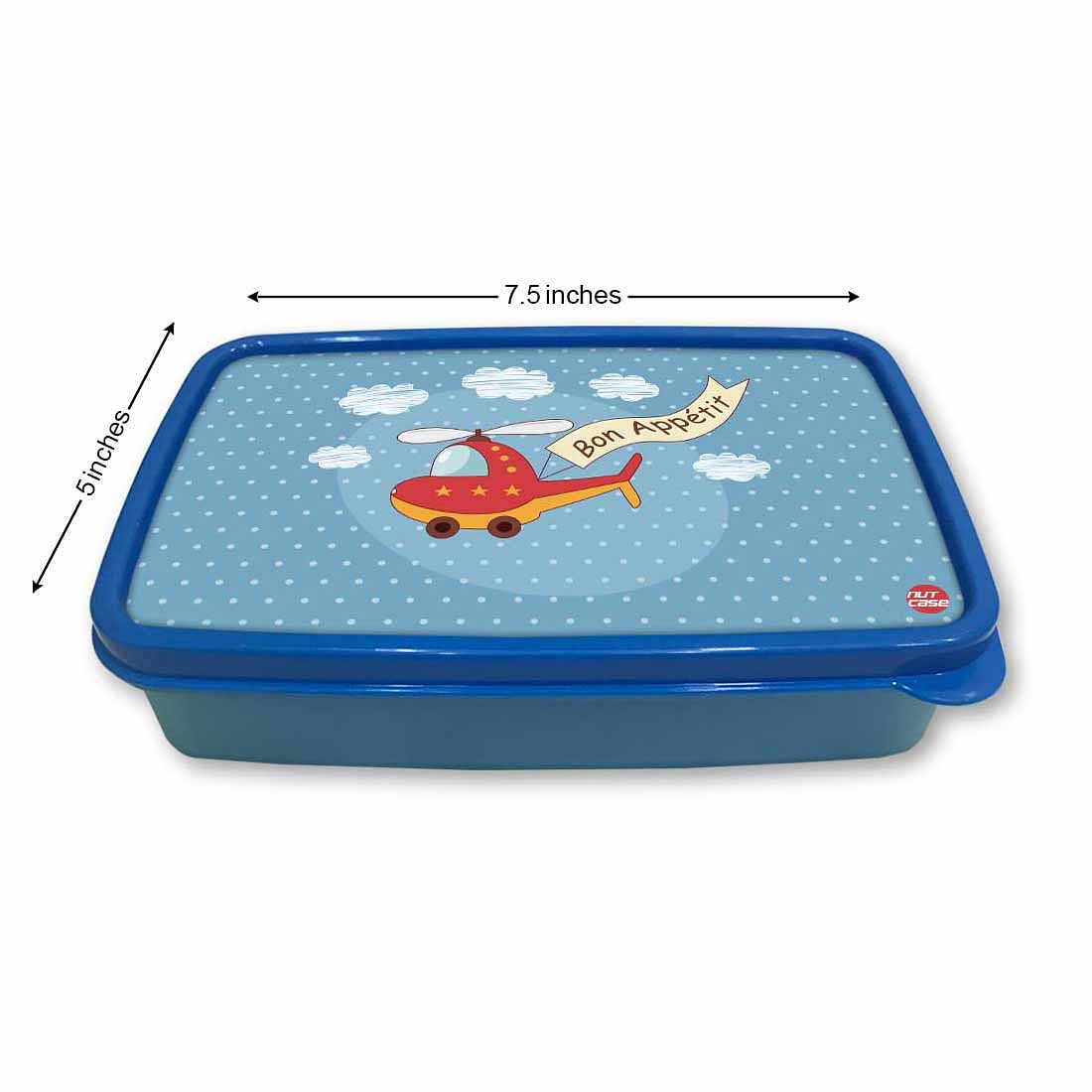 Small Plastic Kids Lunch Box for School Boys Snack Containers - Helicopter Nutcase